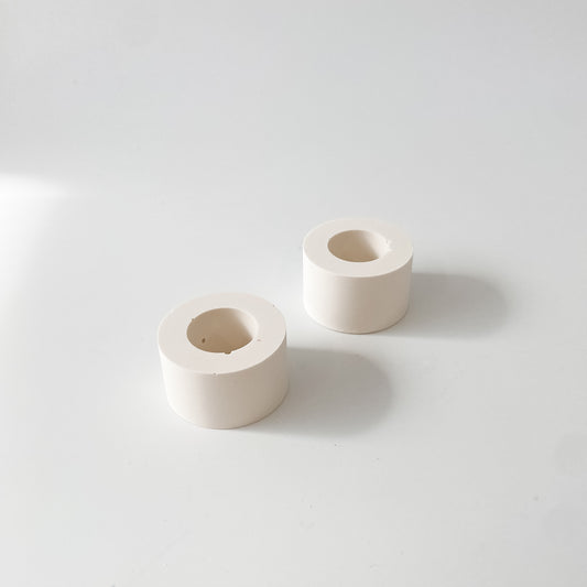 Mini Cement Disc Candlestick Holder set of 2