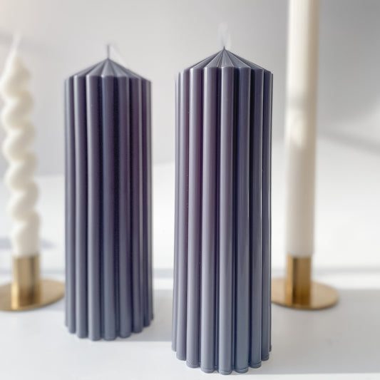 Wide Ribbed Tall Pillar Candle