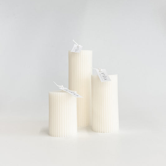 Thin Ribbed Pillar set of 3 Small, Medium & Large