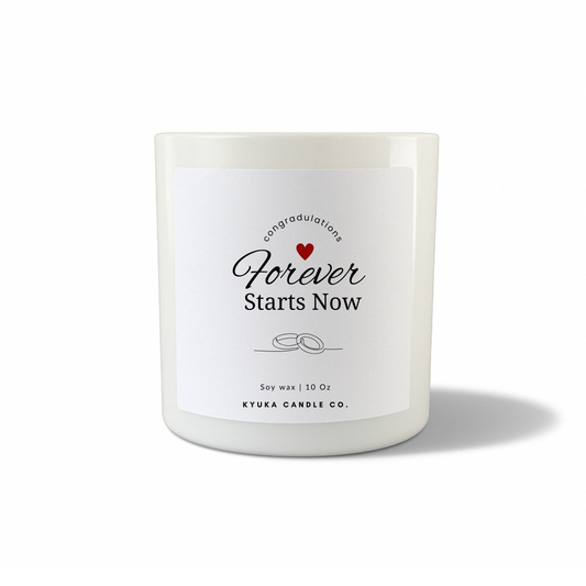 Custom Text Soy Wax Candle – Forever Starts now White Jar (Copy)