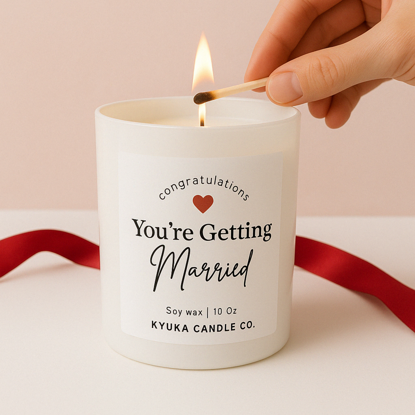 Custom Text Soy Wax Candle – Red Heart Personalised Gift for Any Occasion